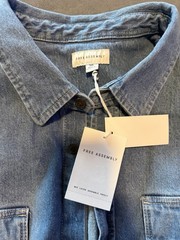 Free Assembly Men’s Cotton Denim Overshirt Light Wash Blue Button-Up Pockets 3XL