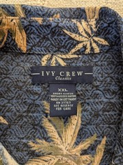 Ivy Crew XXL Tropical Palm Tree 100% Rayon Shirt Short Sleeve Button Up Blue