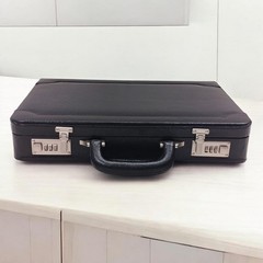 Genuine Leather Attache Briefcase, Structured Hard Case, Dual Combination Locks