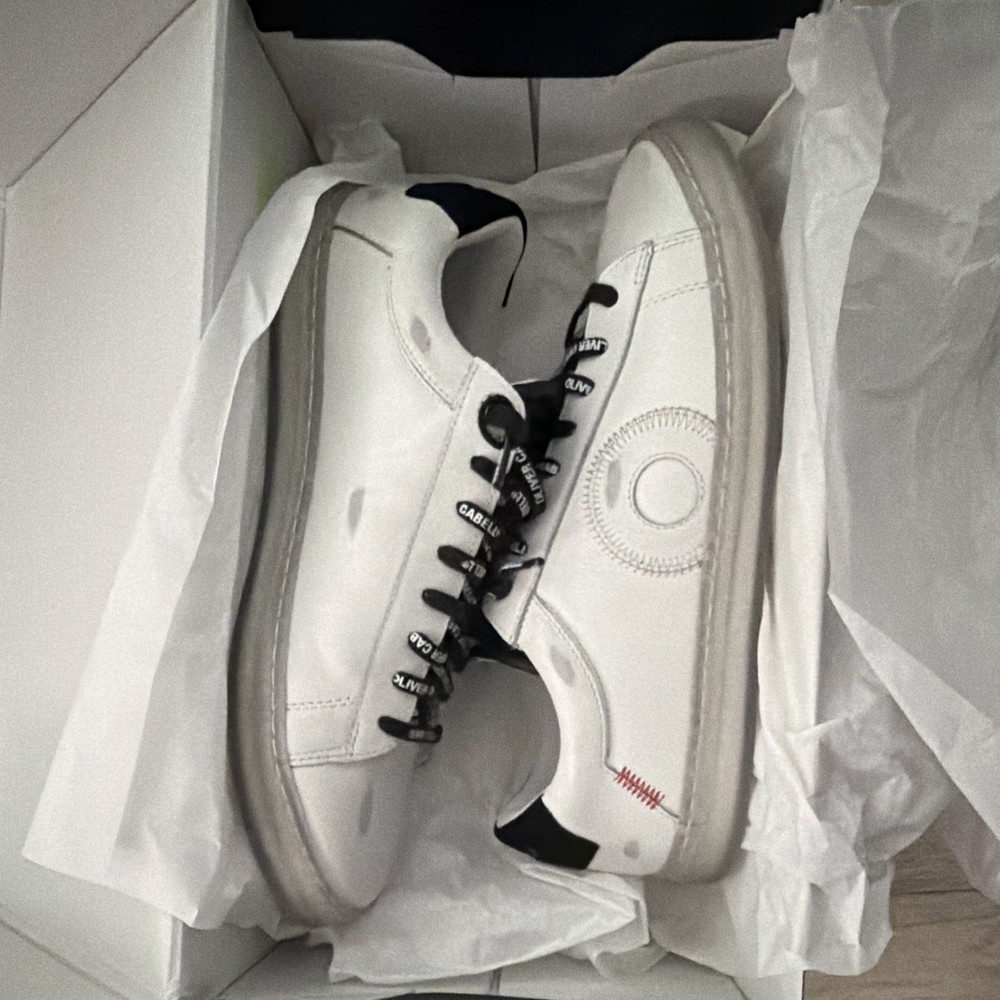 Oliver Cabell Yin Yang Men’s Leather Low-Top Lace-Up Sneakers White/Black 10