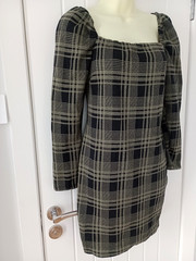 Gossip, Black & Khaki Green Square-neck Tartan Woven Fabric Dress Size: 10/12