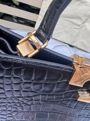 Tory Burch Eleanor Croc-Embossed Satchel NWT MSRP US $950 Black Dustbag