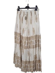 Apricot Gold Print Tassel Maxi Skirt Size M