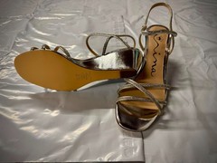 Nina Brynda Silver Rhinestone Strappy Sandals Women’s Heels Size US 9.5