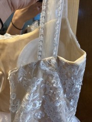 Size 4-6 A Line Appliqué Illusion Corset Wedding Dress With High Slit