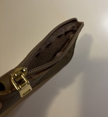 Taupe Real Leather Cosmetic Pouch / Coin Purse