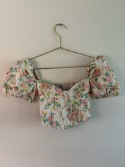 Floral Puff Sleeve Crop Top