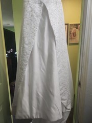 David’s Bridal White Wedding Dress Size 8 Strapless Chiffon A Line Bridal Gown