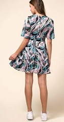 Adelyn Rae Jungle Printed Flutter Sleeve V-Neck Chiffon Mini Dress Muti Size L