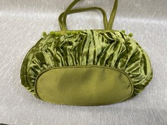 Dents Women’s Bag Green Velvet w/Satin Inner Zipper Attached Vanity Mirror