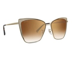 DIFF Eyewear Becky Gold Cat Eye Sunglasses Gradient Brown Lens GD-BG18
