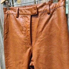 Cotton On Womens Faux Leather Wide Leg Pants Size 6 Cognac Brown High Rise