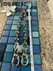 Heart Link Wallet Chain Silver Tone Biker Keychain 15.7in 4.3oz QBKB40