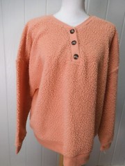 a.n.a. Orange Sherpa Long Sleeve Henley Pullover Sz XXL