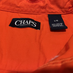 Chaps Mens Large Dusk Orange Long Sleeve Button Up Shirt NWT Poplin 100% Cotton