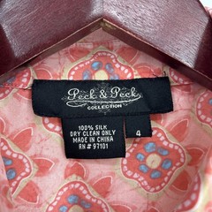 Vtg Peck & Peck Button Top Pink Floral Print Womens Sz 4 2000s Silk y2k