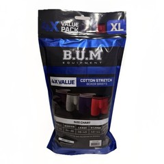 New B.U.M. Equipment Men 4 Pack Cotton Stretch Boxer Briefs Sizes M, L, XL