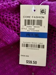 Alfani Women’s Mixed Knit Open Front Cardigan. Vibrant Fuchsia/Purple NWT, P/XL