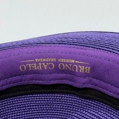 Bruno Capelo Francesco Collection Purple Straw Fedora Hat Medium Lion Pin Mens