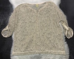 NWT Sportelle Crochet Zip Up Jacket Open Knit Beechwood Size Large $46 NEW