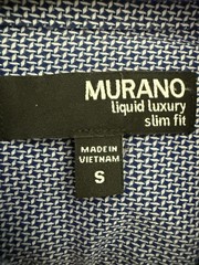 Murano Liquid Luxury Men’s Slim Fit Button-Up Shirt Blue Geometric Size S