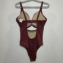 Women’s Plunge Cut Out One Piece Swimsuit – Shade & Shore Dark Red 36DD
