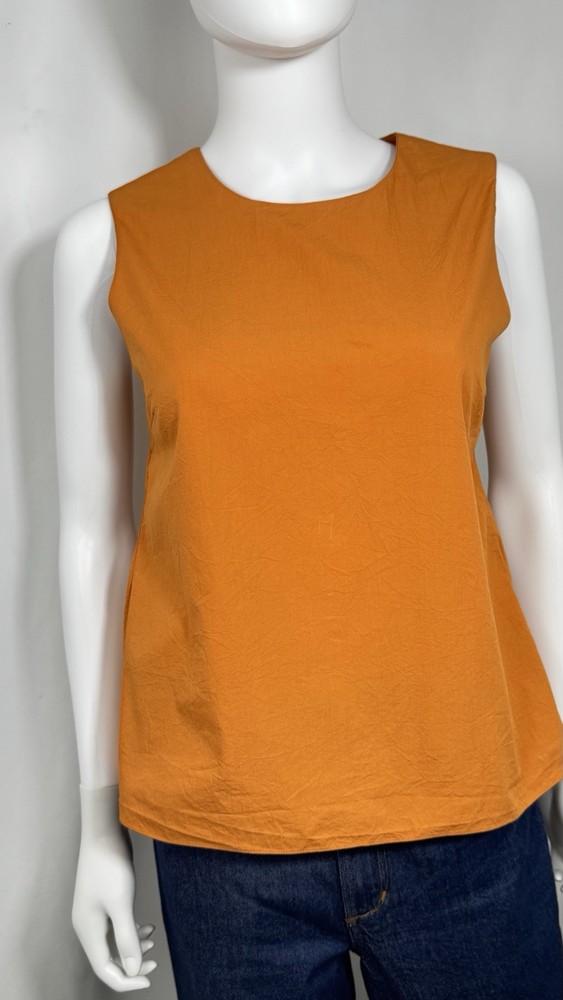 Harvey Faircloth Orange Cutout Tie-Back Cotton Blouse Shell Size 6