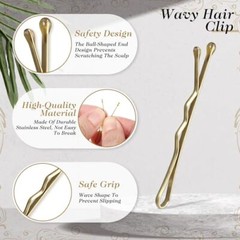 Mini Bobby Pins, 50PCS 1.37 Inch Small Wavy Hair Pins Metal Hair Clip Gold