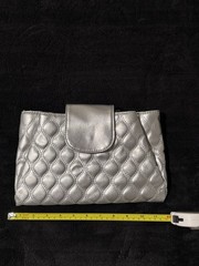 Women’s BMC Shimmering Silver PU Faux Leather 2 Compartment Shoulder Clutch mp