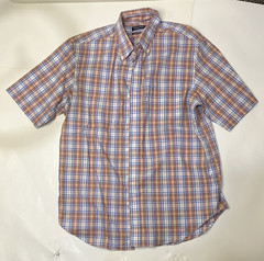 Nautica Classic Fit L Wrinkle Resistant Plaid Short Sleeve Button-Up Shirt