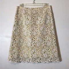Burberry Prorsum White Lace Eyelet Embroidered Laser Cutout Skirt Size 40 Italy