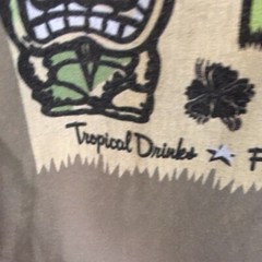 Denises Tiki Lounge T-Shirt Denise M Olive Green Khaki Black Tropical Hula