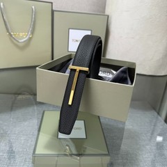 Authentic Tom Ford Reversible Leather T-Buckle Belt Luxury Designer Fashion