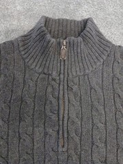 Vintage Old Navy Quarter Zip Cable Knit Fisherman Sweater Grey Men’s 2XL