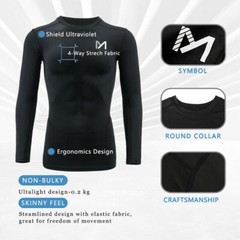 Mens Compression Shirt Thermal Base-Layer Sports Top Long-Sleeve Gym Cool Dry