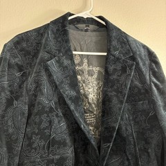 VTG Y2K Hause of Howe Corduroy Paisley Blazer Jacket Men 38 Skull Crown Gothic