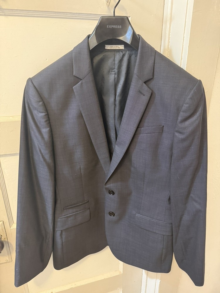 Express Men’s Photographer Slim Fit Fitted Suit Jacket Blazer Black size 38