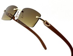 Mens CLASSY Style Wood Buff Retro 90s Hip Hop Rapper Gangster Blue Sunglasses