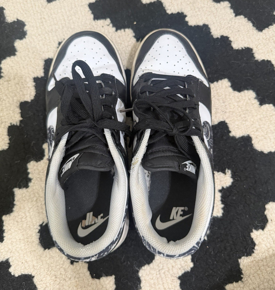 Nike Dunk Low Black/White Leather Low Top Lace-Up Sneakers 8.5 DH4401-100