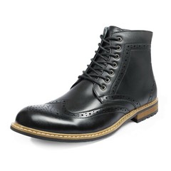 Bruno Marc Men Ankle Motorcycle Boots Oxford Chukka Boots Side Zipper Shoes