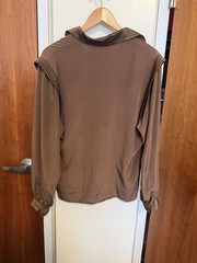 Vintage Escada Brown Silk Blouse – Puff Sleeve, Women’s Medium
