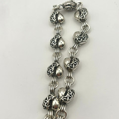 Heart Link Wallet Chain Silver Tone Biker Keychain 15.7in 4.3oz QBKB40