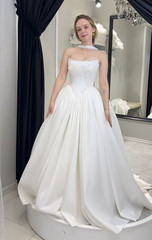 Classic Wedding Dresses Strapless A Line Satin White/Ivory Bridal Gowns