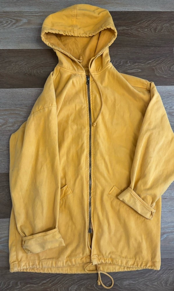 Vtg 90’s Yellow Cotton Denim Hooded Hip Hop Jacket Legal Jeans Grunge Men Sz M