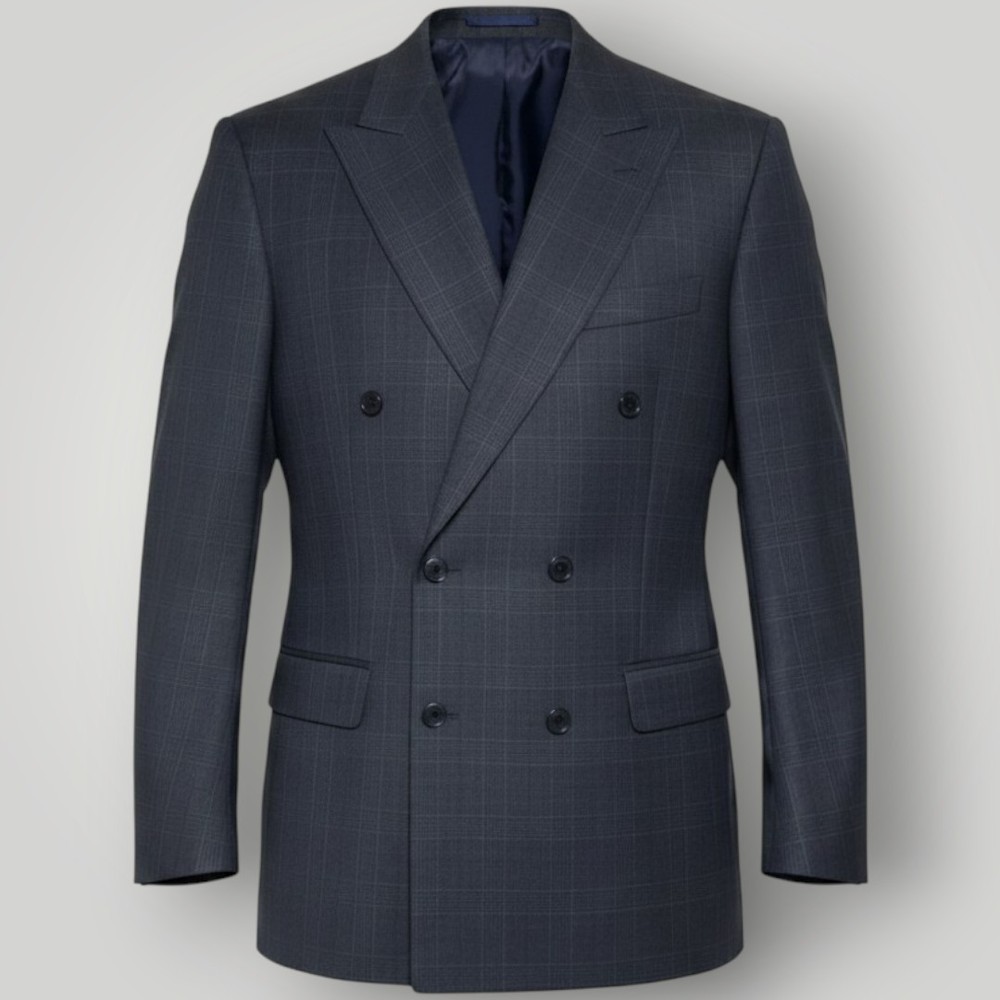 JOSEPH ABBOUD Men Double Breasted Blazer Sport Coat Jacket 38 Gray Italian Wool