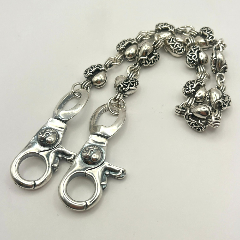 Heart Link Wallet Chain Silver Tone Biker Keychain 15.7in 4.3oz QBKB40