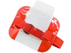 High Quality Reflective Arm Band Photo ID Badge Holder Vertical w/ Elastic Band