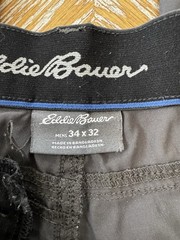 Eddie Bauer Gray Pants 34X32 Flat Front Pockets 95% Nylon 5% Spandex