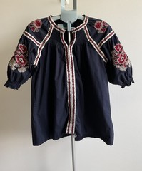 South Main Embroidered Boho Peasant Blouse Women’s Medium Navy