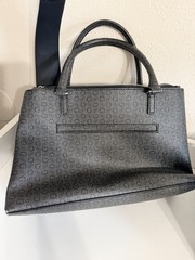 GUESS Gray Logo Satchel Top Handle Bag Double Handles Zip w/ Detachable Strap